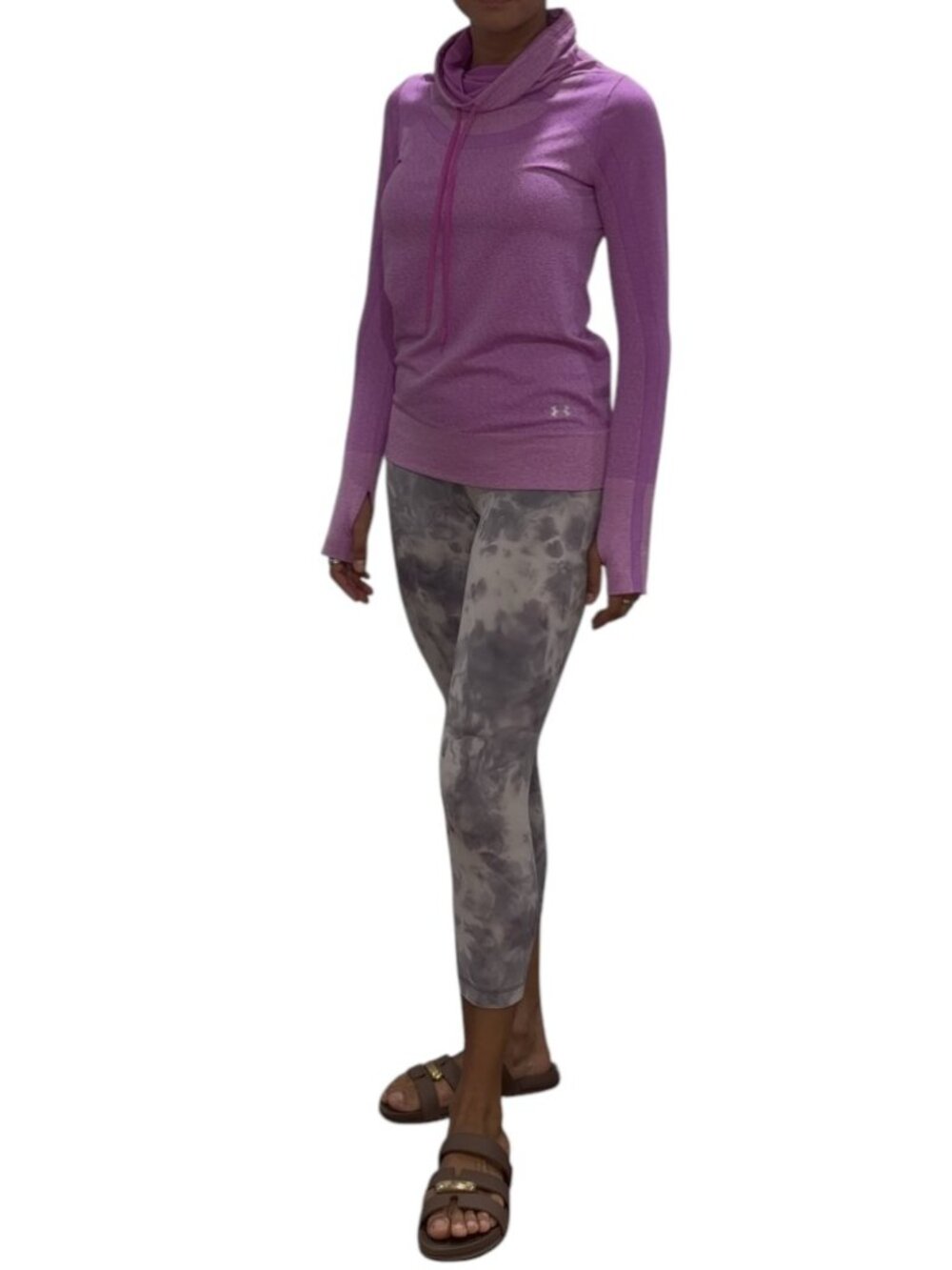 Under Armour Threadborne HeatGear Long Sleeve Funnel Neck Top Orchid Pink Fitted